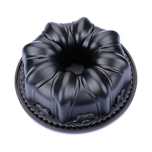 Belmalia Molde Savarín Silicona, Molde de la Torta, Moldes de Hornear per Bizcocho de Saboya, Ø 25 cm, Antiadherente, Negro