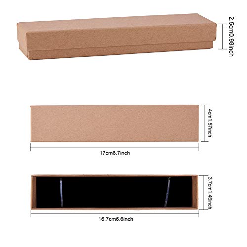 BENECREAT 20 Pack Cajas de Cartón Kraft para Collar 17x4x2.5cm Caja de Regalo Rectácula de Pulsera Cumpleaños Boda Festival