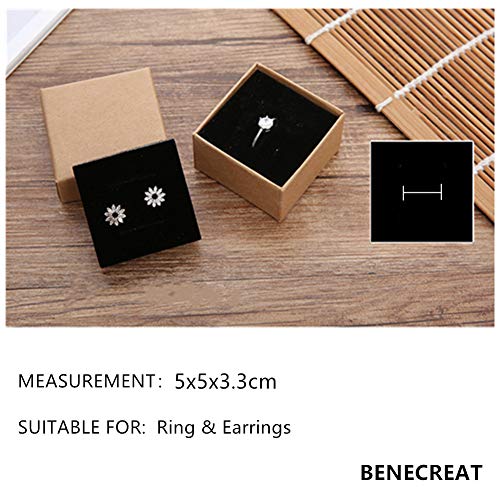 BENECREAT 24 Pack Cajas de Cartón Kraft para Anillo 5x5x3cm Pequeña Caja de Regalo para Cumpleaños Boda Festival