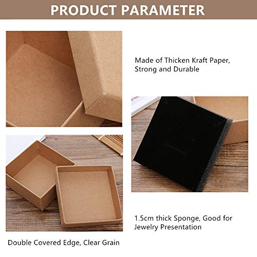 BENECREAT 24 Pack Cajas de Cartón Kraft para Anillo 5x5x3cm Pequeña Caja de Regalo para Cumpleaños Boda Festival