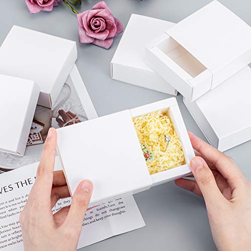 BENECREAT 30 Pack Caja de Cartón Kraft Blanco Caja de Papel en Forma de Cajón 8.5x8.5x3.5cm Cajas de Regalo para Fiesta Superior Envase de Joyería, Dulce, Regalo