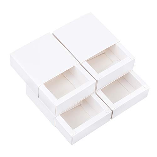 BENECREAT 30 Pack Caja de Cartón Kraft Blanco Caja de Papel en Forma de Cajón 8.5x8.5x3.5cm Cajas de Regalo para Fiesta Superior Envase de Joyería, Dulce, Regalo