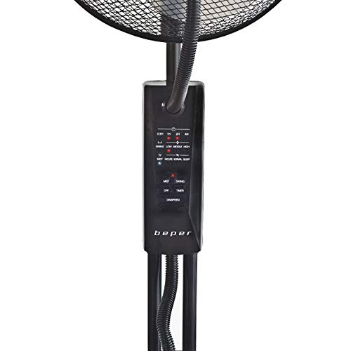 Beper Ventilador con Nebulizador VE.501 Diámetro 45cm, Depósito 3L, 75W, 75 W, 3 Velocidades, Negro