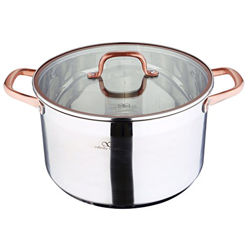 Bergner Infinity Chef Olla de Inducción con Tapa de Vidrio 9.5 l, Acero Inoxidable, Bronce, 28 cm