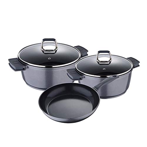 Bergner Titan - Conjunto de 5 Piezas Batería de Cocina Aluminio, Inducción, Gris