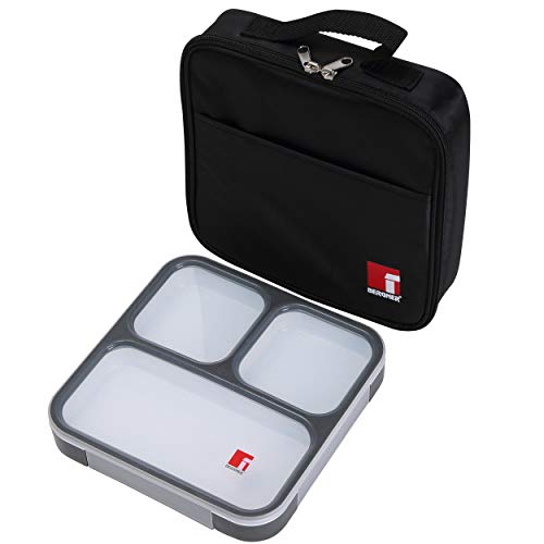 Bergner Walking Business Set de Contenedor Hermético Ultra Fino + Bolsa Isotérmica, Negro, 21 x 21 x 3,6 cm