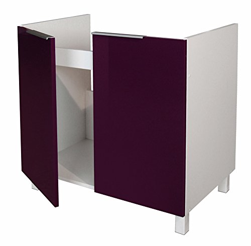 Berlenus CE8BA - Mueble bajo de Cocina (para situar Debajo de la Pila, 80 cm), Color Berenjena Brillante