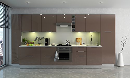 Berlenus CE8BT gabinete Sub-Abajo del Fregadero de Cocina de Color Topo del Alto Brillo 80 x 52 x 83 cm