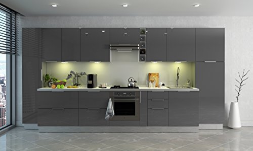 Berlenus CH6HG - Mueble Alto de Cocina para Cubrir la Campana (60 cm), Color Gris Brillante