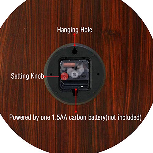 BERYART Reloj de pared silencioso sin tictac, movimiento de cuarzo de 14 pulgadas, reloj de pared de madera, decorativo para cocina, sala de estar, comedor, dormitorio, oficina (reloj de cupcakes)