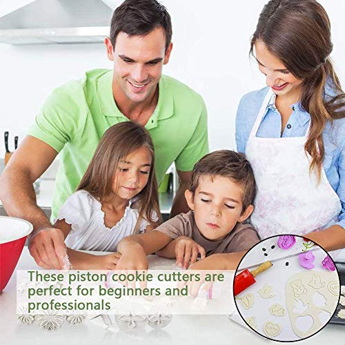 BESLIME Cortador de Galletas Fondant Émbolo 8 Piezas Molde de Prensa de Primavera,Cortadores de Galletas de moldes para Hornear DIY