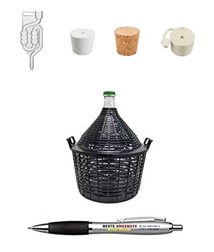 Beste Angebote Leewadee - Garrafa de Vino (15 L, con Cesta, Tubo de fermentación y tapón de Goma)