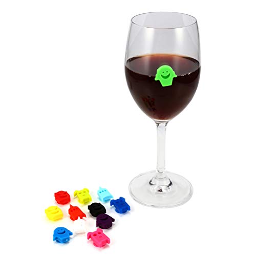 BESTonZON 12 unids Marcador de Vidrio de Vino Silicona para Fiesta Carnaval Marcador para Vasos de Cerveza Tazas