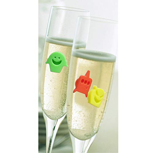 BESTonZON 12 unids Marcador de Vidrio de Vino Silicona para Fiesta Carnaval Marcador para Vasos de Cerveza Tazas
