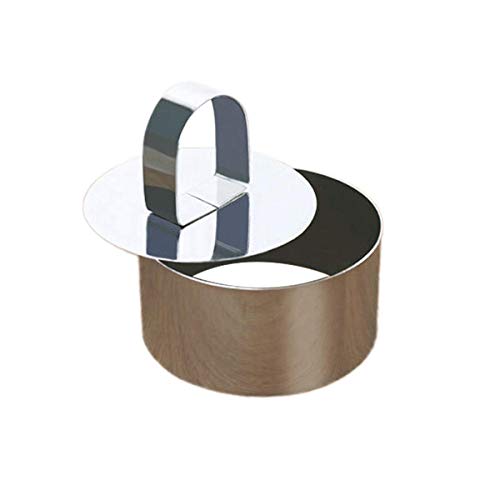 BESTonZON 2 Unids Ronda de Acero Inoxidable Cortador de Galletas Mousse Pastelería Mini Hornear Anillo Molde con Empujador