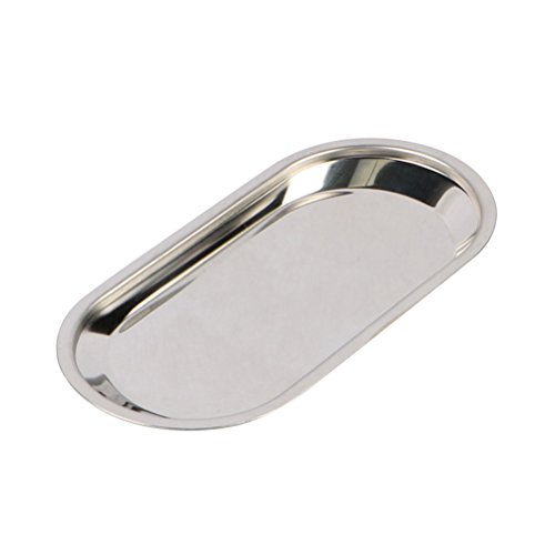 BESTONZON - Bandeja de acero inoxidable para servir comida y servir platos de fiesta, placa para dental médica, plana, para aperitivos, tamaño S, color plateado