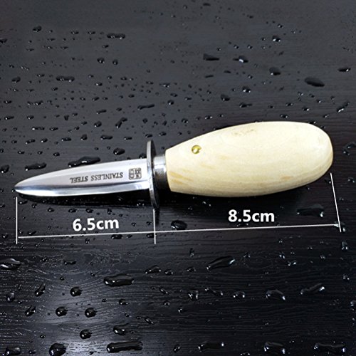 BESTonZON Cuchillo de ostras de almeja de Acero Inoxidable Herramientas de mariscos con Mango de Madera (tamaño pequeño)