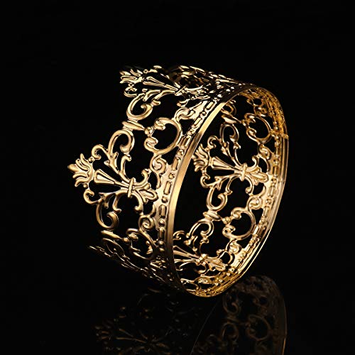 BESTONZON - Decoración para tarta de boda, cumpleaños, diseño de corona dorada, para rey, reina, príncipe y fiesta de princesa (oro) dorado