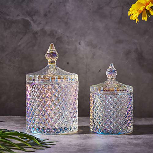 BESTONZON Tarro de Caramelo Cristal Tarro Pequeño Decorativo de Almacenamiento Dulces con Tapa (Colorido)
