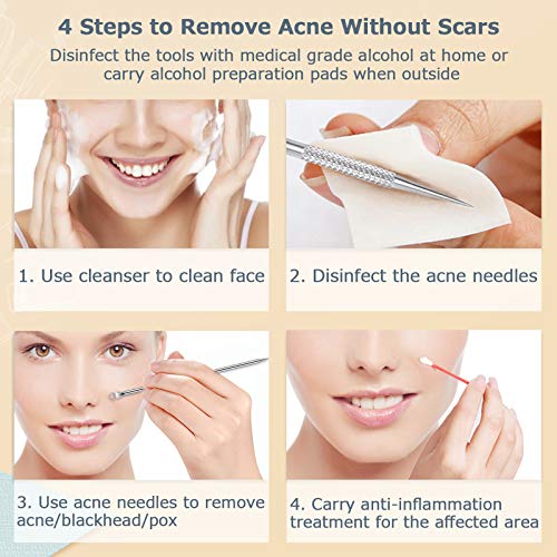 BESTOPE - Juego de 7 Piezas de Blackhead Remover Kit y Pinzas de Depilar para Acné Puntos NegrosPin Spot Extractor aguja Pinzas de cejas