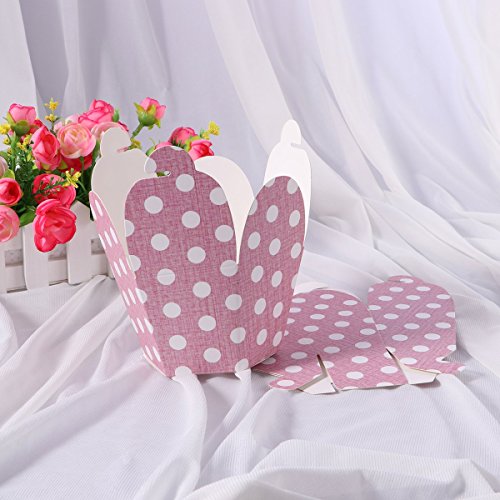 BESTOYARD 50 Piezas Caja de la panadería Pastel de Boda Caja de Dulces Papel Respetuoso del Medio Ambiente Delicado envases de Regalo Decorativos para caseras Cookies Dulces y Regalos (Rosa)