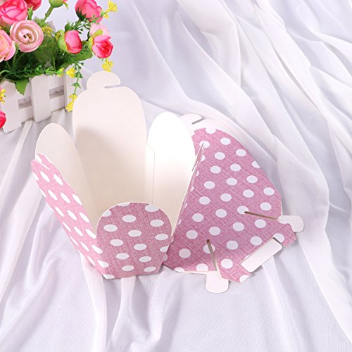 BESTOYARD 50 Piezas Caja de la panadería Pastel de Boda Caja de Dulces Papel Respetuoso del Medio Ambiente Delicado envases de Regalo Decorativos para caseras Cookies Dulces y Regalos (Rosa)