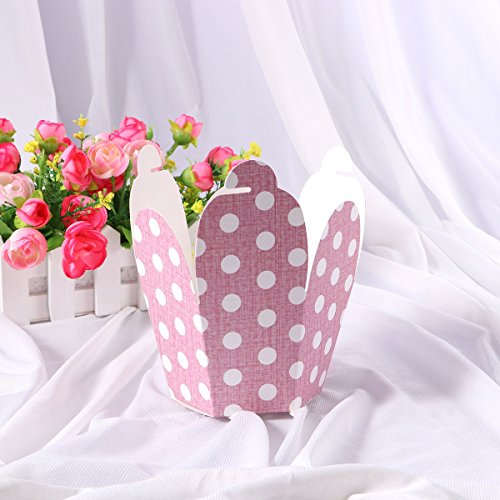 BESTOYARD 50 Piezas Caja de la panadería Pastel de Boda Caja de Dulces Papel Respetuoso del Medio Ambiente Delicado envases de Regalo Decorativos para caseras Cookies Dulces y Regalos (Rosa)