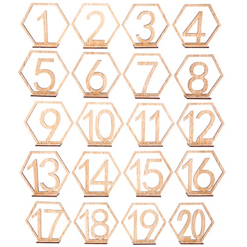 BESTOYARD Números de Madera para Mesas Decoración Bodas Vintage 1-20