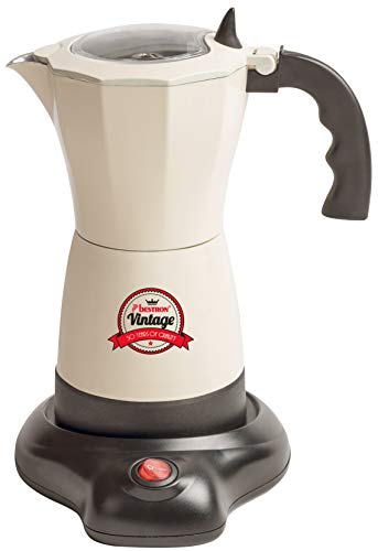Bestron Cafetera Eléctrica para Expreso, Vintage, 6 Tazas de Expreso, 480 W, Aluminio, Beige