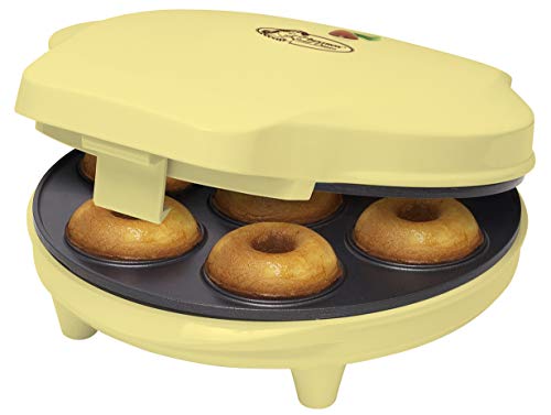 Bestron Máquina para Rosquillas, Diseño Retro, Sweet Dreams, Revestimiento Antiadherente, 700 Vatios, Amarillo