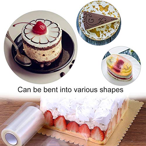 BESTZY Acetato Transparente Pastel para Decoración de Repostería Pasteleria Chocolate Mousse - 2 Rollos: 10m* 10cm, 10m* 8cm