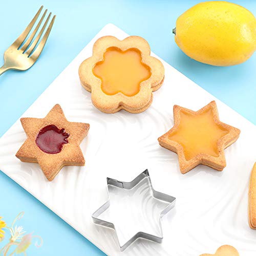 Besylo Cortadores de Galletas, Moldes para Galletas, molde de galletas de metal, 12 piezas de cortadores de galletas de metal corazón, estrella, círculo, molde en forma de flor para hornear pasteles