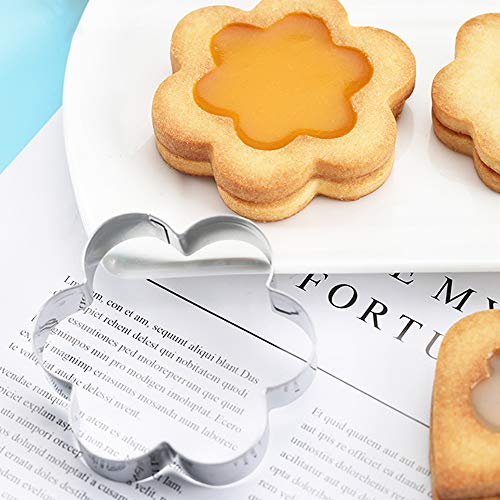 Besylo Cortadores de Galletas, Moldes para Galletas, molde de galletas de metal, 12 piezas de cortadores de galletas de metal corazón, estrella, círculo, molde en forma de flor para hornear pasteles