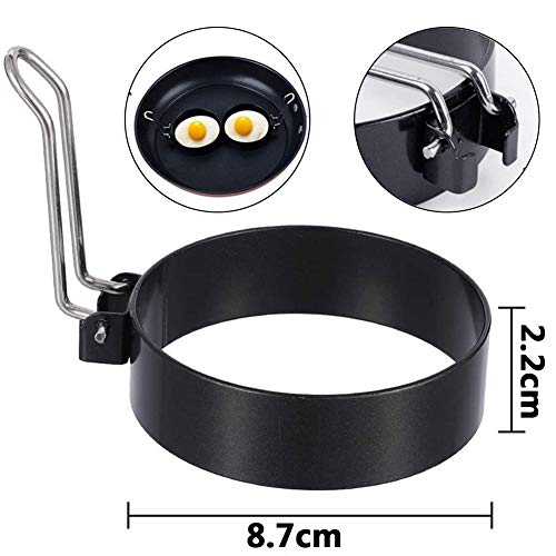 BETOY Anillos de Huevo, 6 Piezas Anillos de Huevo Antiadherentes Huevos con Asa Plegable Acero Inoxidable Anillos De Huevo Utilizado en Cocinas, Restaurantes, Hoteles, Fiestas, Picnics Al Aire Libre