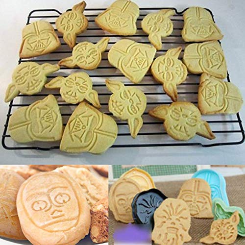 BETOY Juego de 4 Piezas Star Wars Cookie Cutters plungers Molde -cortadores de Galletas émbolos de Molde de la Torta del Molde para Hornear la Pasta de azúcar decoración Hornear