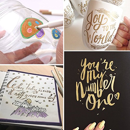 Beupro - Set de 10 rotuladores con punta de pincel y colores metalizados. Ideal para la creación y decoración de tarjetas de regalo, álbumes de fotos y demás artículos de bricolaje y manualidades