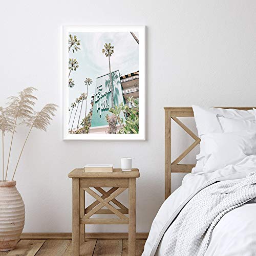 Beverly Hills Hotel Palm Tree Print Verano Decorativo Lienzo Pintura Póster Arte de la pared Imagen para la sala de estar Muebles para el hogar Sin marco Pintura decorativa en lienzo A31 70x100cm