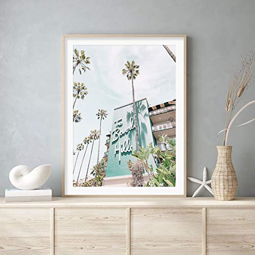 Beverly Hills Hotel Palm Tree Print Verano Decorativo Lienzo Pintura Póster Arte de la pared Imagen para la sala de estar Muebles para el hogar Sin marco Pintura decorativa en lienzo A31 70x100cm