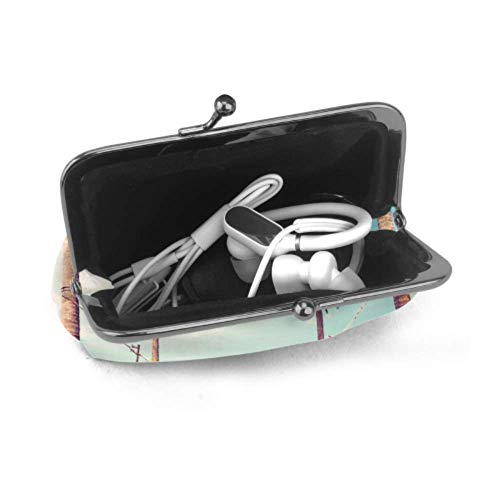 BGHYT Coin Bag Hermosa Hamaca de Playa Entre Dos Hebillas de Palma Monedero de Cuero Monedero Monedero pequeño Cerradura de Llavero Cambiar Monedero Monederos