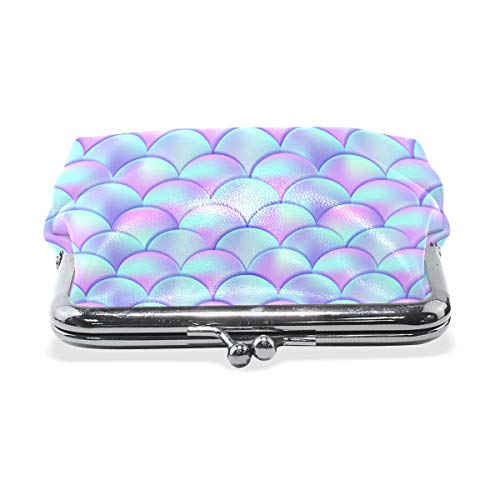 BGHYT Monedero Báscula de Pescado Dreamy Purple Blue Color Monedero Bolsas Monedero de Cuero Titular de la Tarjeta Embrague Bolso