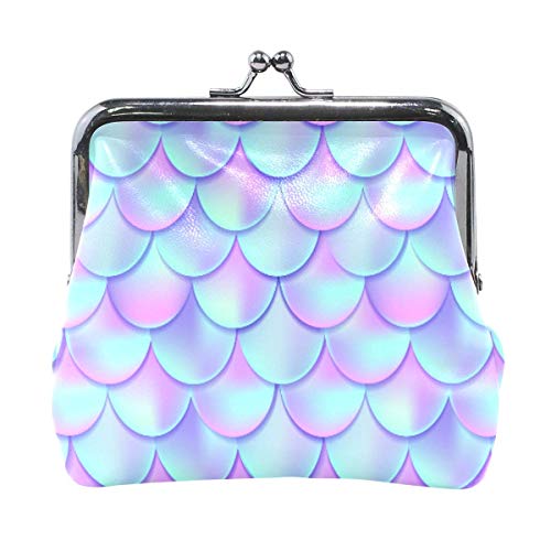 BGHYT Monedero Báscula de Pescado Dreamy Purple Blue Color Monedero Bolsas Monedero de Cuero Titular de la Tarjeta Embrague Bolso