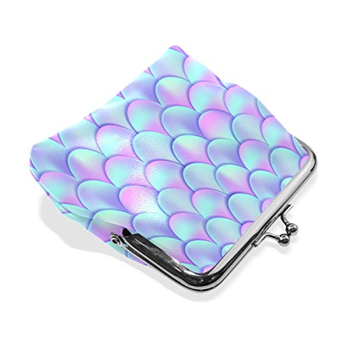 BGHYT Monedero Báscula de Pescado Dreamy Purple Blue Color Monedero Bolsas Monedero de Cuero Titular de la Tarjeta Embrague Bolso