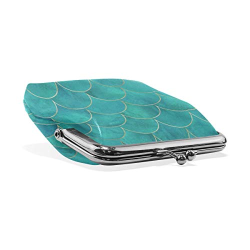 BGHYT Monedero Báscula de Pescado Wavemermaid Turquesa Monedero Bolsas Monedero Cambio de Cuero Titular de la Tarjeta Bolso de Mano