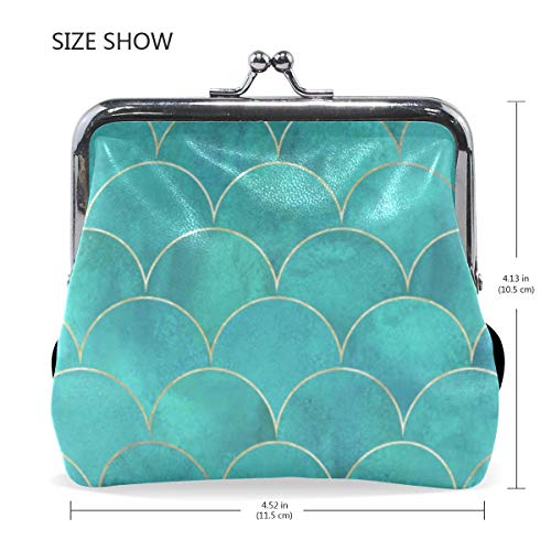 BGHYT Monedero Báscula de Pescado Wavemermaid Turquesa Monedero Bolsas Monedero Cambio de Cuero Titular de la Tarjeta Bolso de Mano