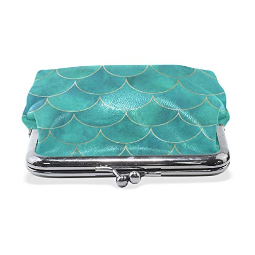 BGHYT Monedero Báscula de Pescado Wavemermaid Turquesa Monedero Bolsas Monedero Cambio de Cuero Titular de la Tarjeta Bolso de Mano
