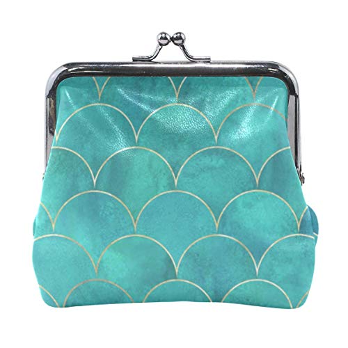 BGHYT Monedero Báscula de Pescado Wavemermaid Turquesa Monedero Bolsas Monedero Cambio de Cuero Titular de la Tarjeta Bolso de Mano