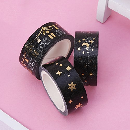 Bhty235 - Cinta adhesiva decorativa con diseño de luna, 1,5 cm x 5 m, multicolor