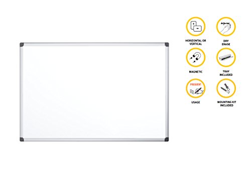 Bi-Office Maya, Pizarra blanca magnética con marco de aluminio, 1200 x 900 mm