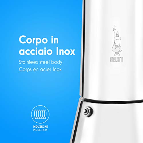 Bialetti Cafetera Italiana Espresso por Inducción, Acero, 6 Tazas, Plata