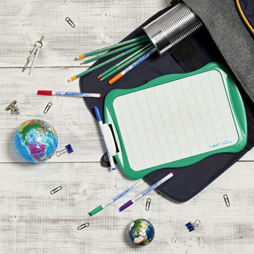 BIC 967261 Velleda Pizarra Reciclable con marcador azul y borrador, color verde, 21 x31 cm